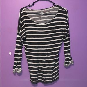 Gray and white striped top